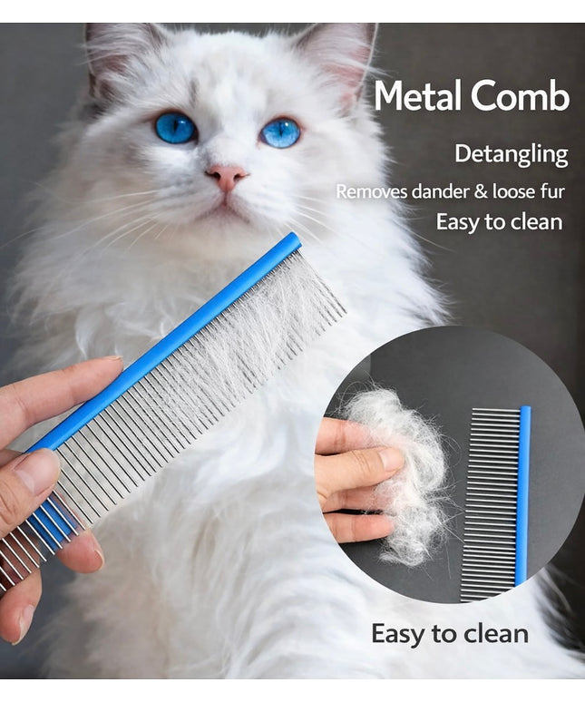 Pet Grooming Steel Comb - Blue