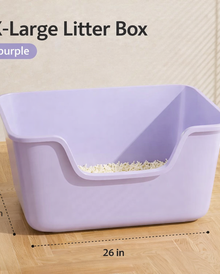 Large Cat Litter Box Open-Top with Low Entry - 65cm