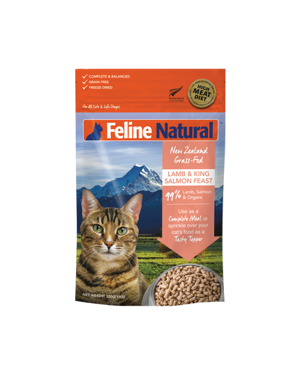 Feline Natural Lamb & King Salmon Feast Freeze-Dried Cat Food - 3 Sizes
