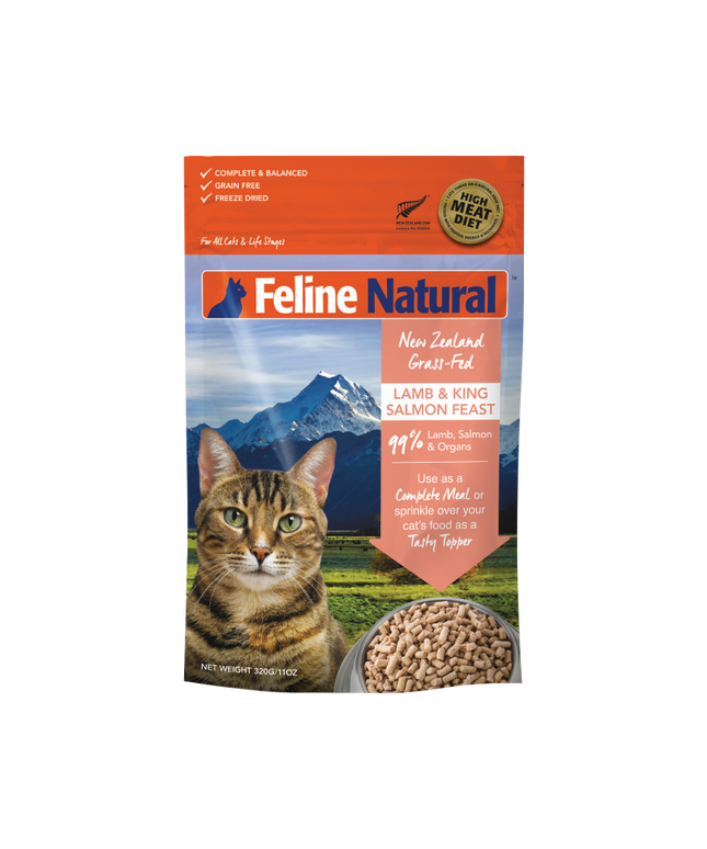 Feline Natural Lamb & King Salmon Feast Freeze-Dried Cat Food - 3 Sizes