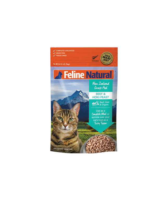Feline Natural Beef & Hoki Salmon Feast Freeze-Dried Cat Food - 3 Sizes