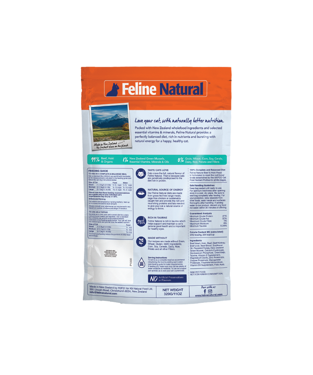 Feline Natural Beef & Hoki Salmon Feast Freeze-Dried Cat Food - 3 Sizes