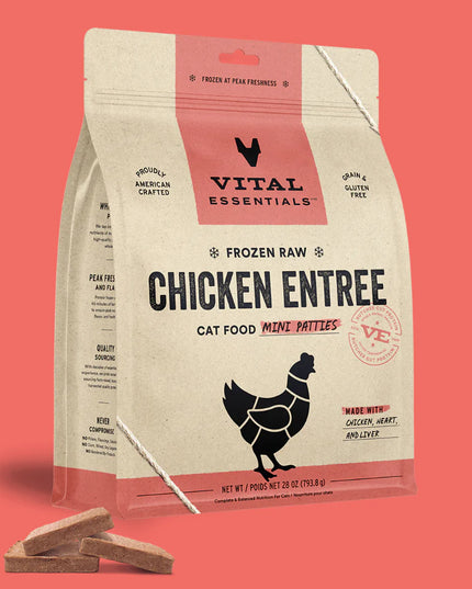 Vital Essentials Freeze-Dried Raw Chicken Entrée for Cats - Mini Patties