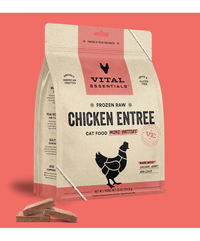 Vital Essentials Freeze-Dried Raw Chicken Entrée for Cats - Mini Patties