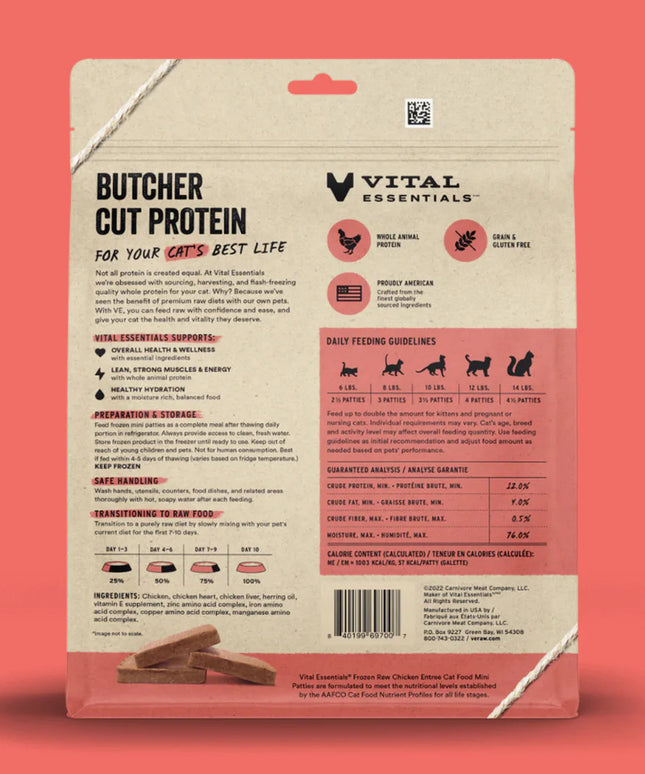 Vital Essentials Freeze-Dried Raw Chicken Entrée for Cats - Mini Patties