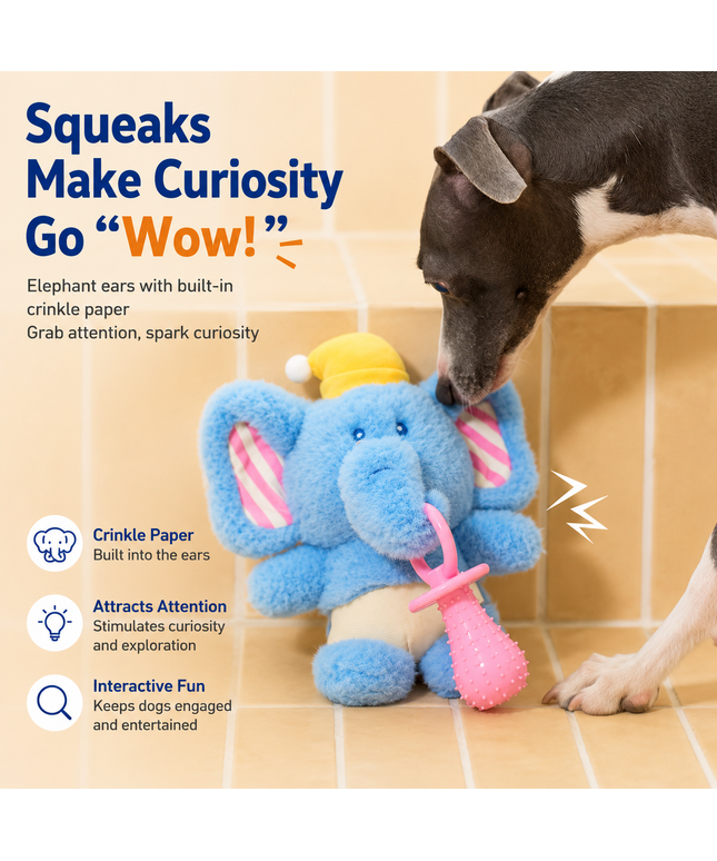 ZeZe Elephant Shape Dog Toy-L20cm × W15cm × H8cm