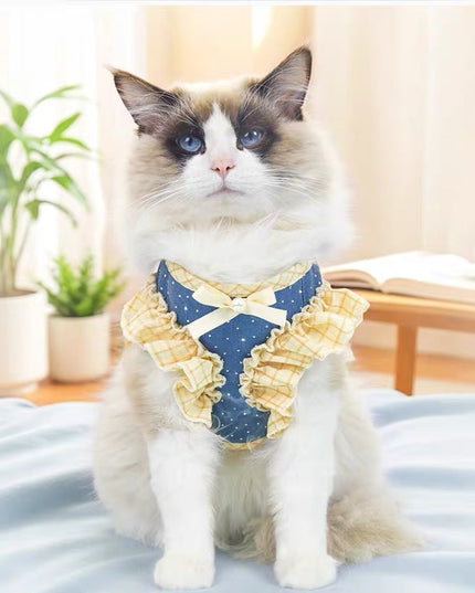 Yellow Denim Harness & Leash