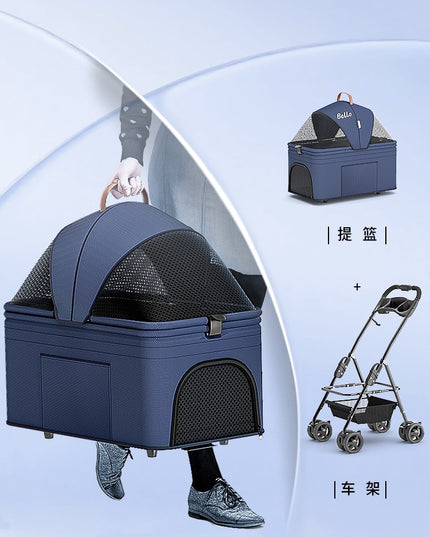 Bello Pet Stroller with Removable Carrier, Foldable