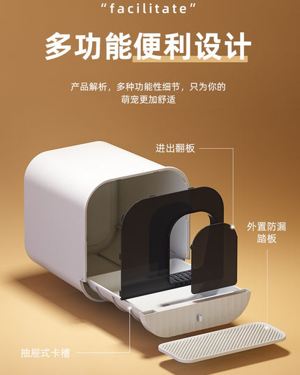 Enclosed, Easy to Clean Cat Litter Box with Drawer (3 colours)
