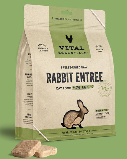 Vital Essentials—Freeze-Dried Raw Rabbit Entrée for Cats - Mini Patties