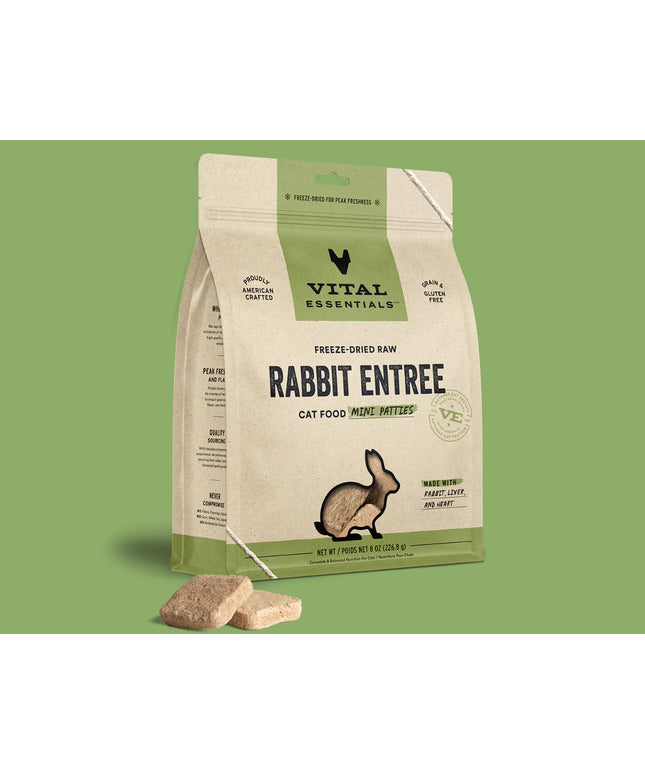Vital Essentials—Freeze-Dried Raw Rabbit Entrée for Cats - Mini Patties