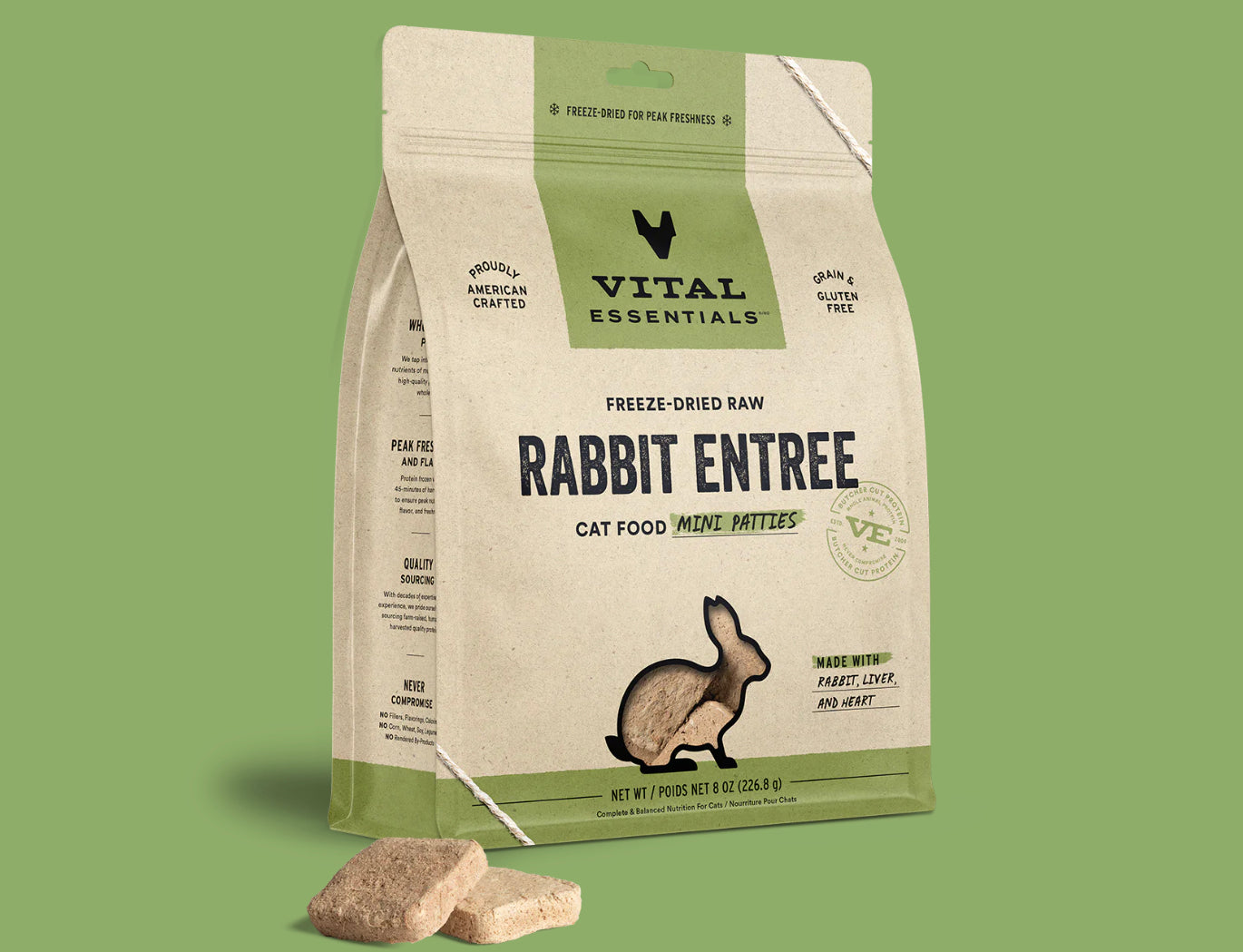Vital Essentials—Freeze-Dried Raw Rabbit Entrée for Cats - Mini Patties