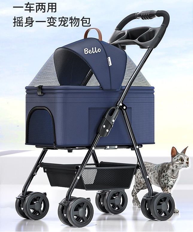 Bello Pet Stroller with Removable Carrier, Foldable