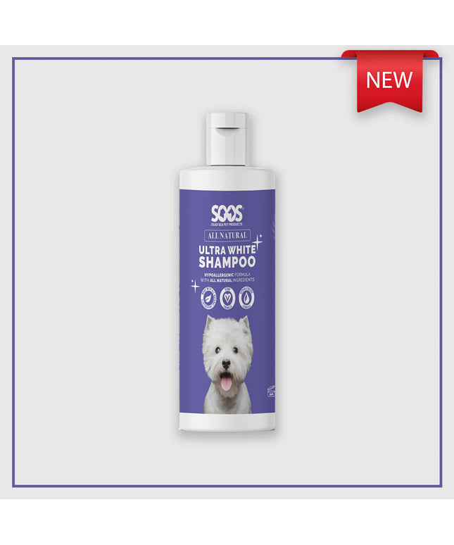 SOOS All Natural Ultra White Hypoallergenic Pet Shampoo - 500ml/16oz