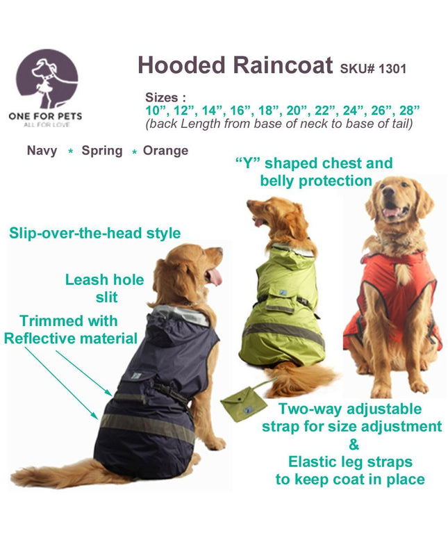 One For Pets Dog Safety Hooded Raincoat