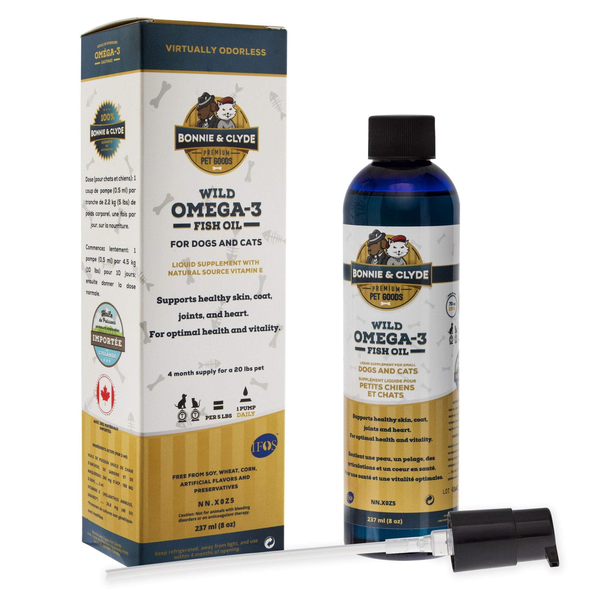 Bonnie and Clyde Wild Omega-3 Fish Oil Supplement for Dogs and Cats with Natural Vitamin E