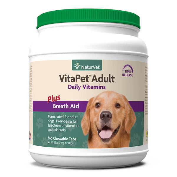 NaturVet VitaPet Adult Daily Vitamins plus Breath Aid Chewable Tablets