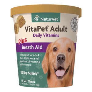 NaturVet VitaPet™ 成人每日维生素软咀嚼片加助呼吸剂（60 颗软咀嚼片）