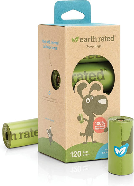 Earth Rated Eco-friendly Poop Bags. 120 Bags on 8 Refill Rolls