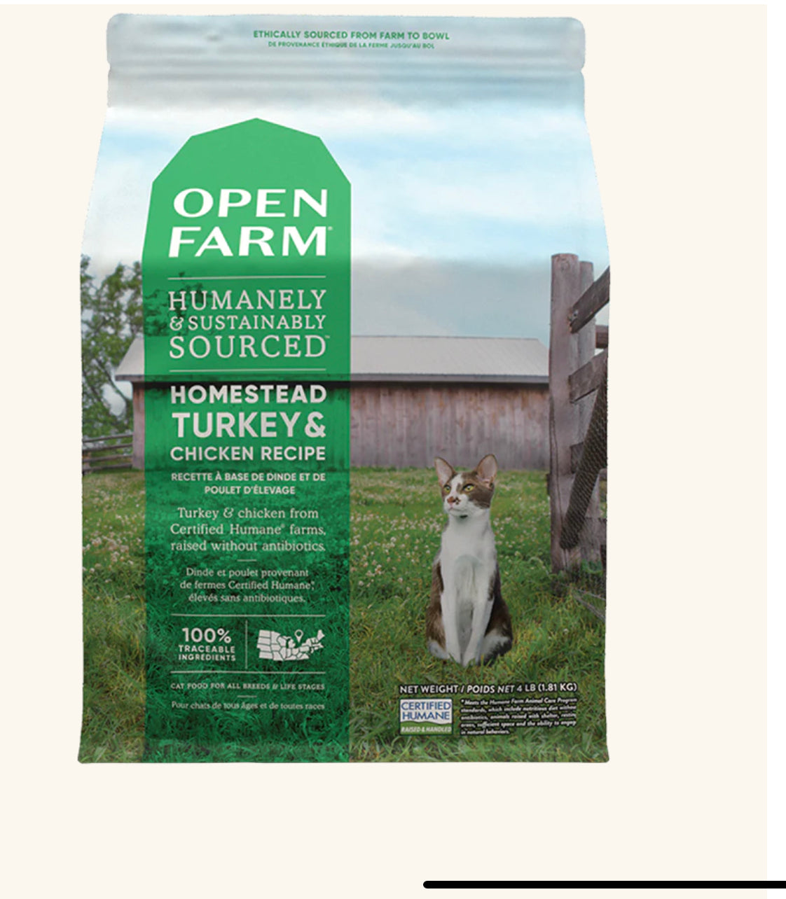 Open Farm Homestead Turkey & Chicken Recipe Dry Cat Food (4lb)