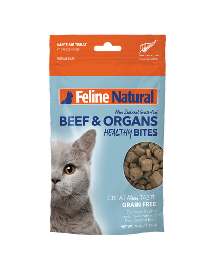 Feline Natural Beef and Organs Healthy Bites Cat Treats - 50g