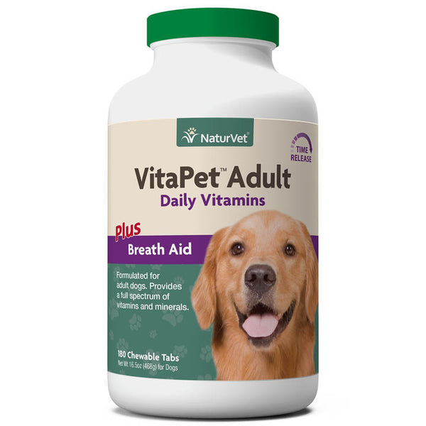 NaturVet VitaPet Adult Daily Vitamins plus Breath Aid Chewable Tablets