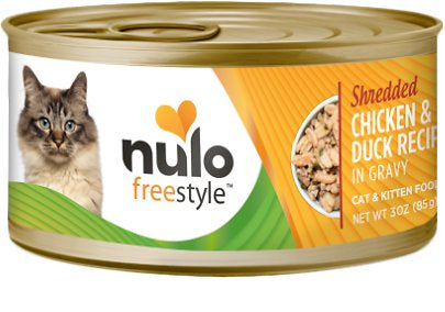 Nulo Cat Freestyle Shredded Chicken & Duck in Gravy Grain-Free Canned Cat Food, 3-oz