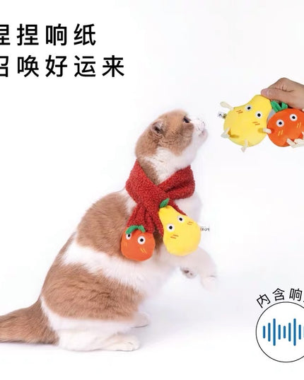 PurLab Orange and Pear Cat Soft Plush Toy with Catnip