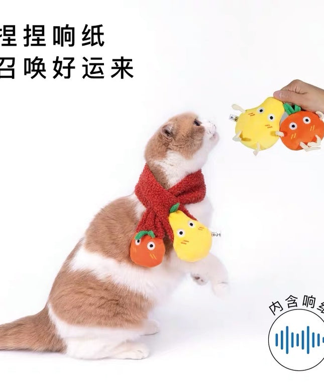 PurLab Orange and Pear Cat Soft Plush Toy with Catnip