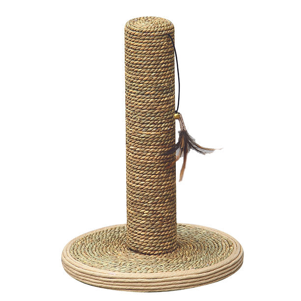 Petpals Seagrass Post Cat Scratcher with Teasing Feather Toy