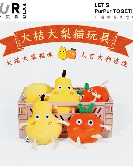 PurLab Orange and Pear Cat Soft Plush Toy with Catnip