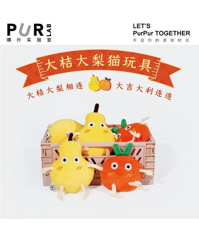 PurLab Orange and Pear Cat Soft Plush Toy with Catnip