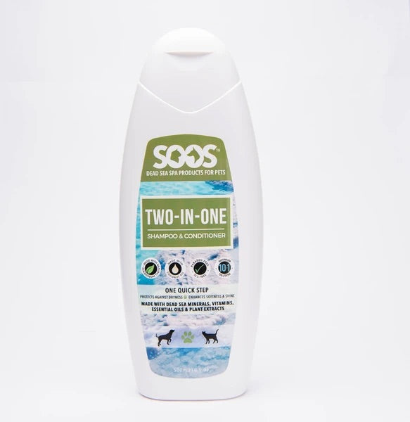 SOOS Natural Dead Sea 二合一宠物洗发水和护发素，适用于狗和猫 500ml