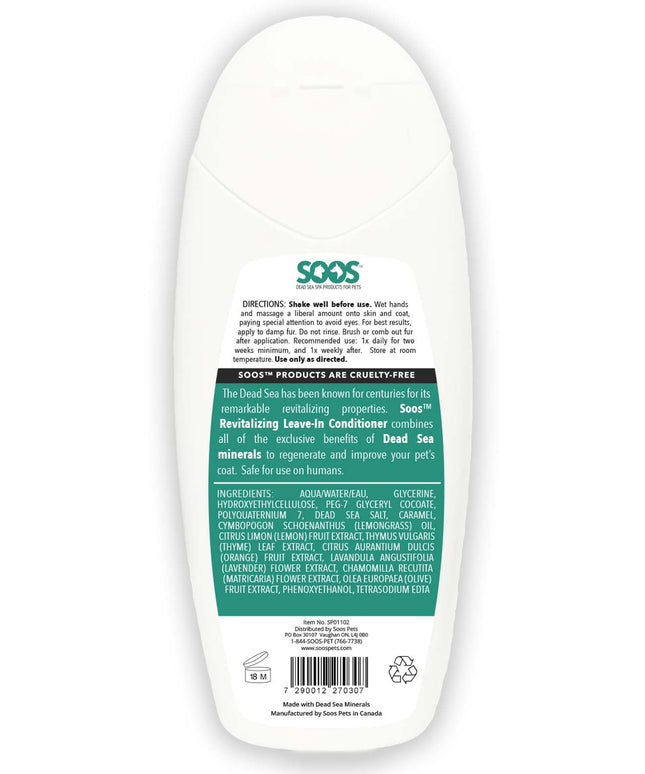 SOOS Natural Dead Sea Hypoallergenic Revitalizing Leave-In Pet Conditioner