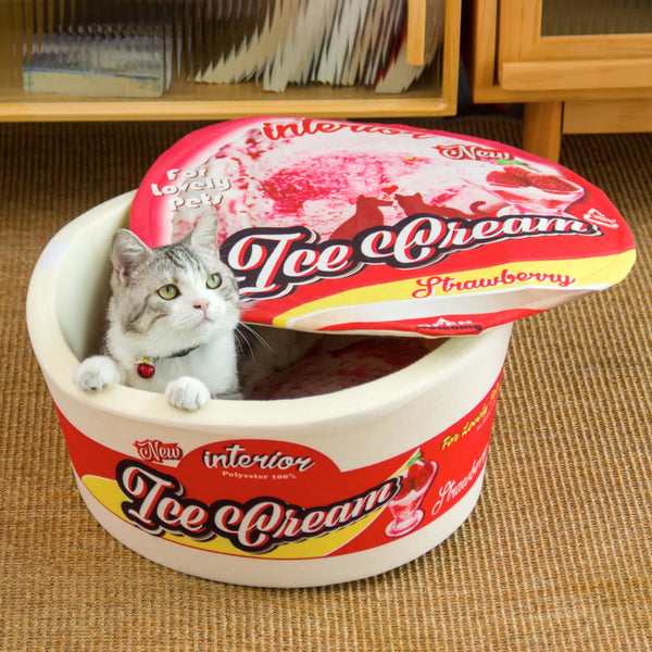 鹿岛草莓冰淇淋造型宠物床