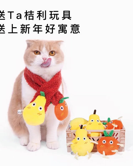 PurLab Orange and Pear Cat Soft Plush Toy with Catnip