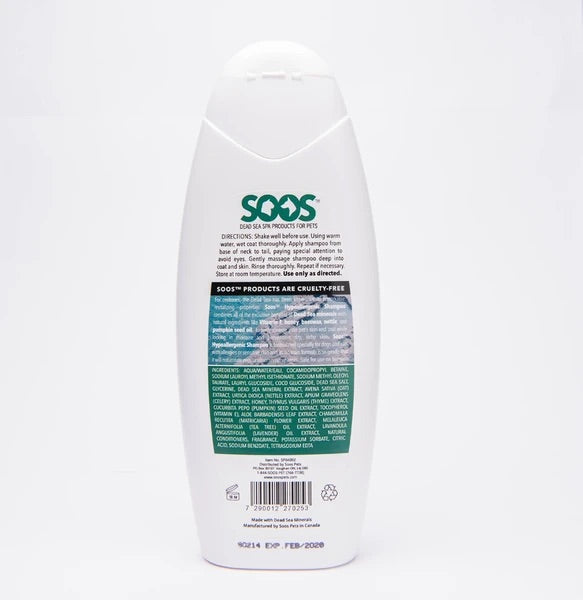 SOOS Natural Dead Sea Hypoallergenic Pet Shampoo For Dogs & Cats 500ml
