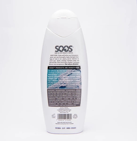 SOOS Natural Dead Sea Mineral Rich Mud Pet Shampoo For Dogs & Cats 500ml